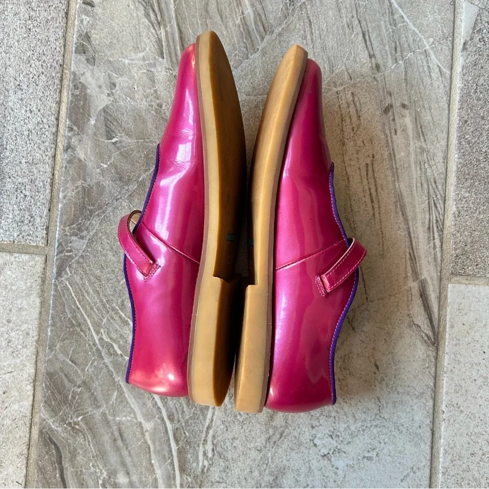 EUC Elephantito Girls Patent Leather Pink & Purple Mary Jane, Size 35 EU Or 4 US